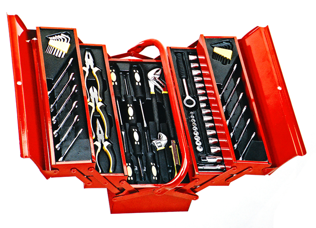
	67pcs tool set with iron box, 5 layer, single handle